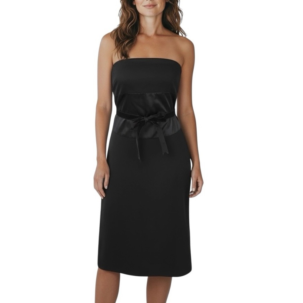 Anthropologie RUTH Black Strapless Cummerbund Sheath Cocktail Dress NWT Size 8